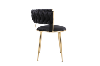Camilla Luxury Black & Gold Velvet Dining Chair Gold Legs
