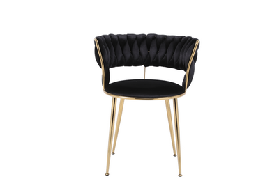Camilla Luxury Black & Gold Velvet Dining Chair Gold Legs