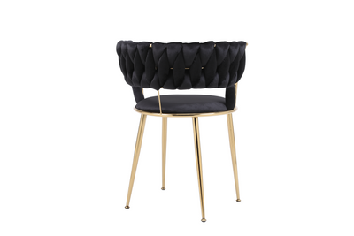 Camilla Luxury Black & Gold Velvet Dining Chair Gold Legs