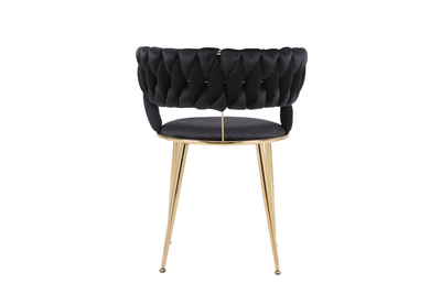 Camilla Luxury Black & Gold Velvet Dining Chair Gold Legs