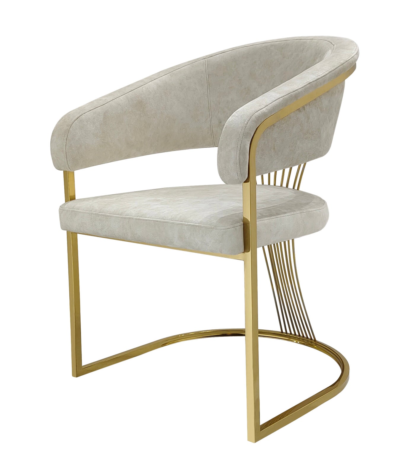 Elina 180cm Gold Dining Table With Porto Gold Leathaire Fabric Chairs Gold Legs