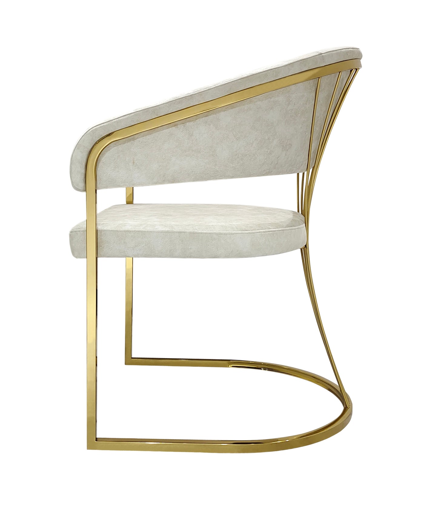 Porto Cream / Gold Leathaire Fabric Dining Chair