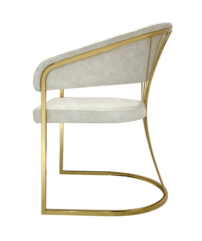 Porto Cream / Gold Leathaire Fabric Dining Chair