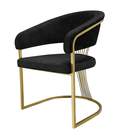 Porto Black/Gold Leathaire Fabric Dining Chair