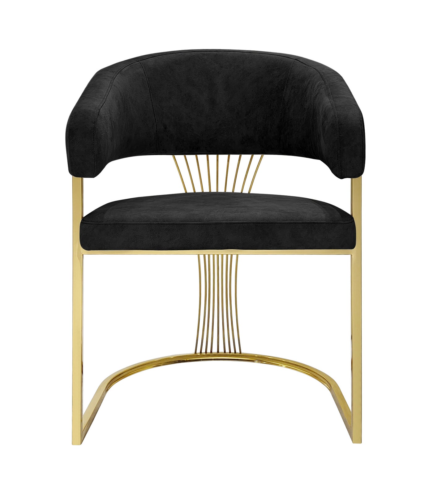 Porto Black/Gold Leathaire Fabric Dining Chair