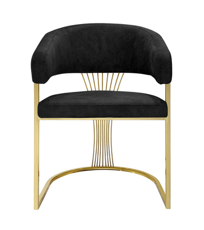 Porto Black/Gold Leathaire Fabric Dining Chair