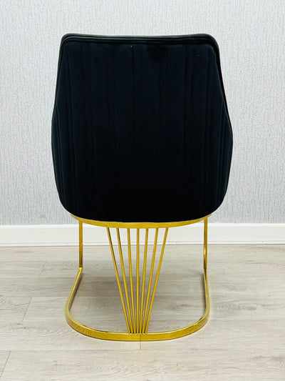 Elina 180cm Gold Dining Table With Carlton Velvet Gold Chairs