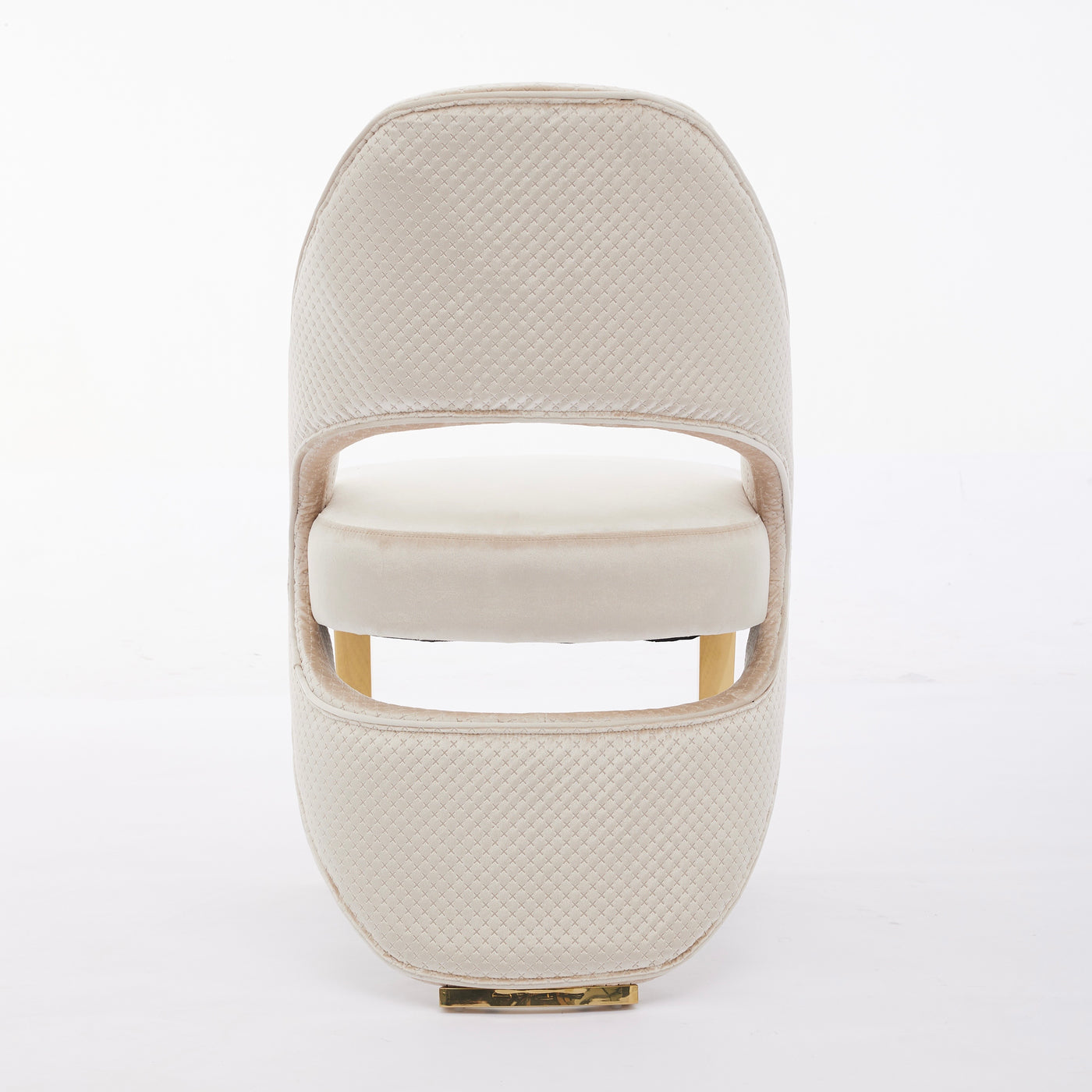 Santos Cream Plush Velvet Dining Chair Gold Legs