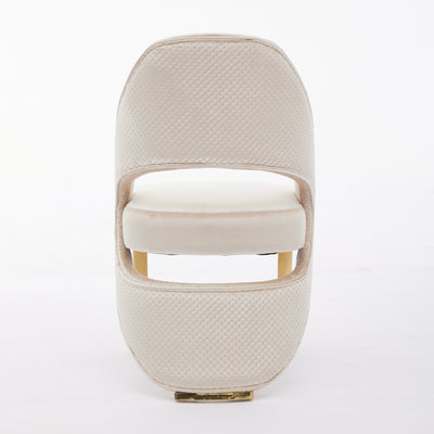 Santos Cream Plush Velvet Dining Chair Gold Legs