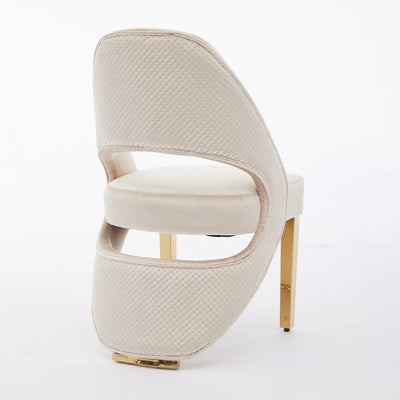 Santos Cream Plush Velvet Dining Chair Gold Legs
