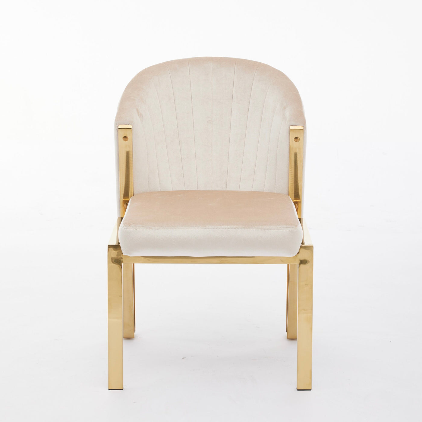 Favian Cream Plush Velvet Dining Chair Gold Legs