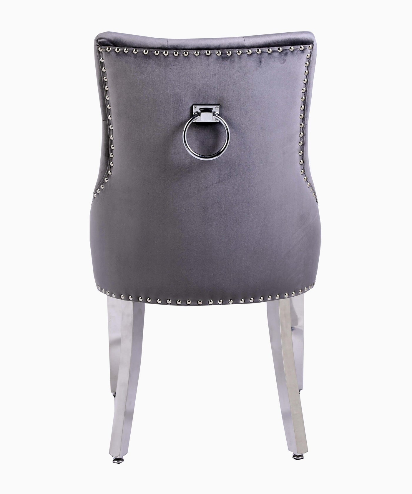 Elina Marble & Chrome Dining Table With Chrome Ring Knocker Velvet Chairs