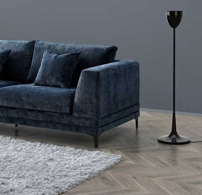 The Harlow Blue Boucle 3 + 2 Seater Premium Sofa Steel Boucle Fabric