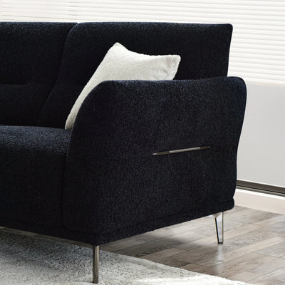 The Albany Luxury Black Boucle Fabric 4 Seater Sofa