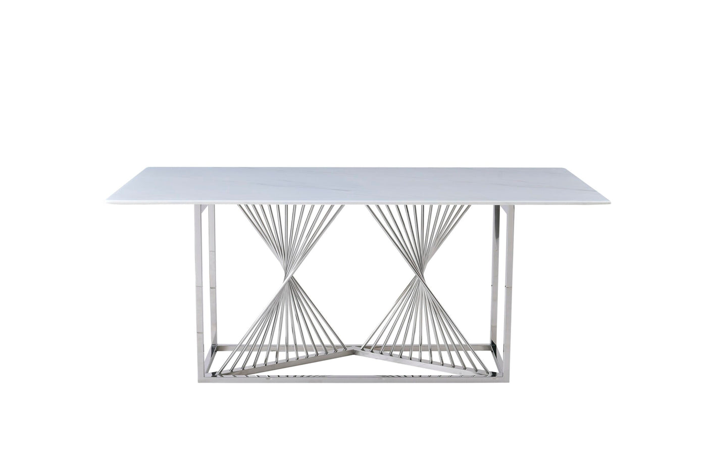 Ohio 180cm White Marble & Chrome Dining Table