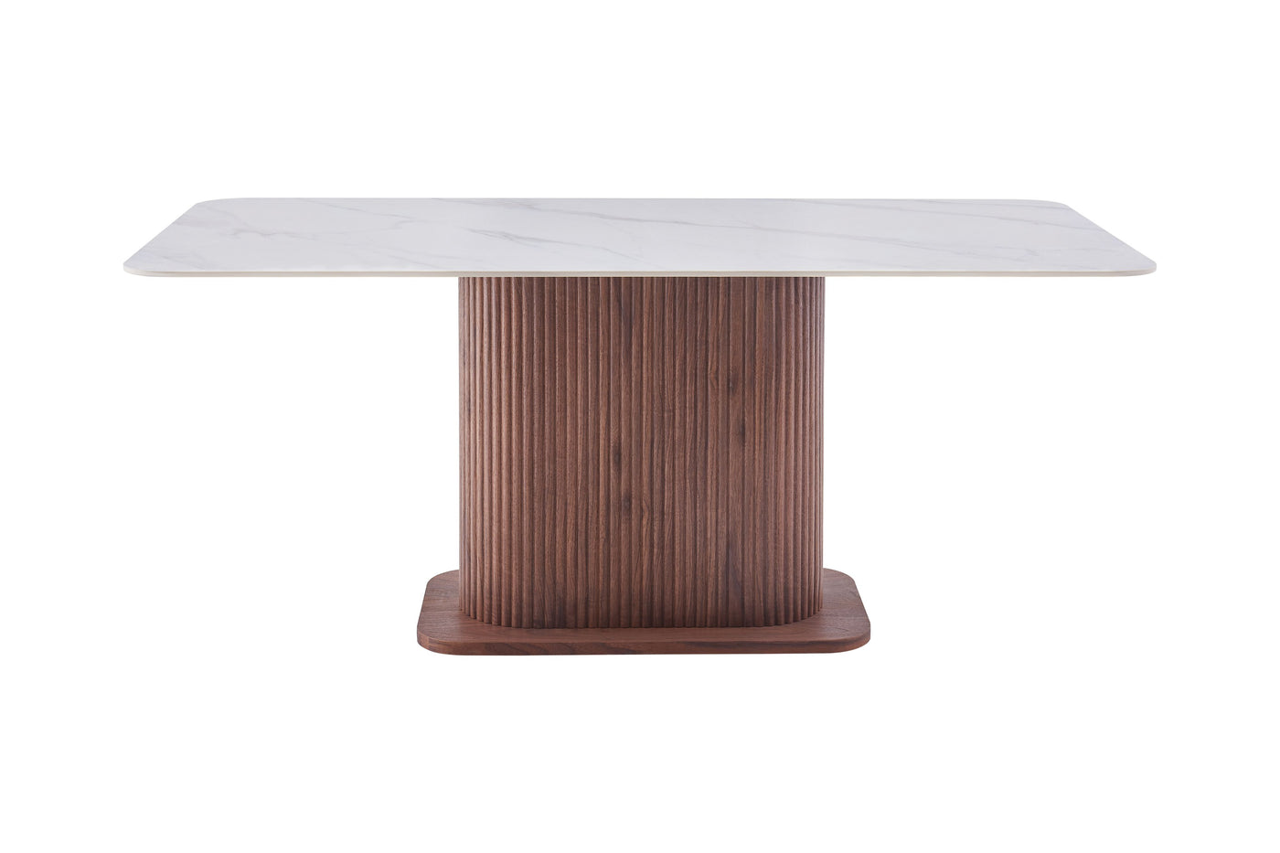 Ellie 180cm Walnut & White Ceramic Sintered Marble Dining Table