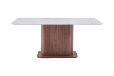 Ellie 180cm Walnut & White Ceramic Sintered Marble Dining Table
