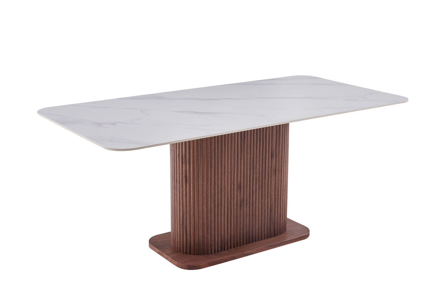 Ellie 180cm Walnut & White Ceramic Sintered Marble Dining Table