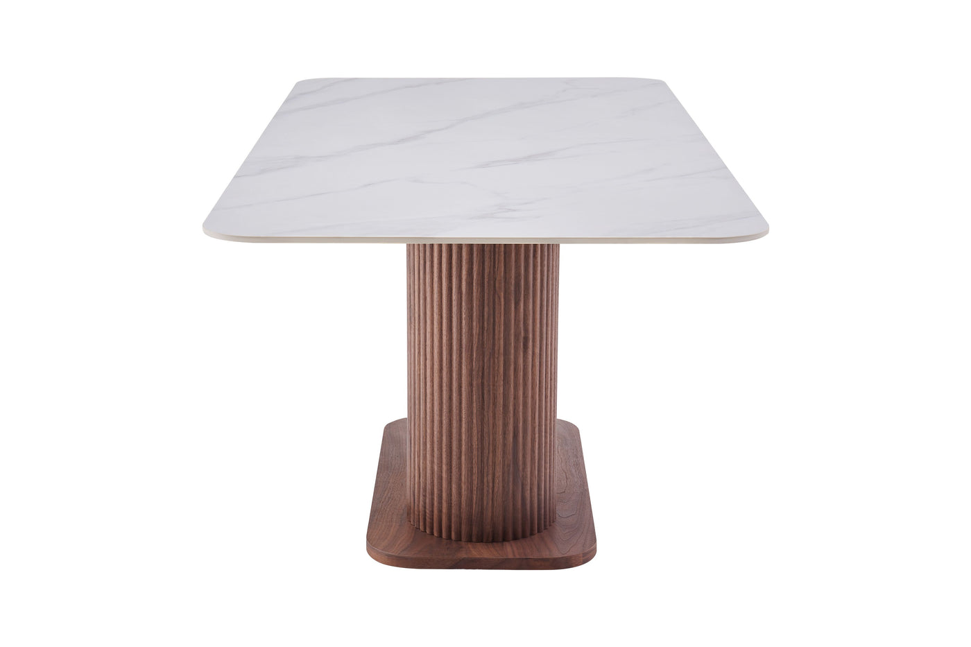 Ellie 180cm Walnut & White Ceramic Sintered Marble Dining Table