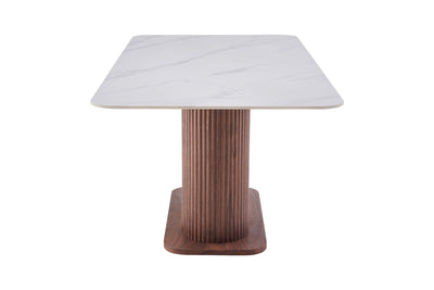 Ellie 180cm Walnut & White Ceramic Sintered Marble Dining Table