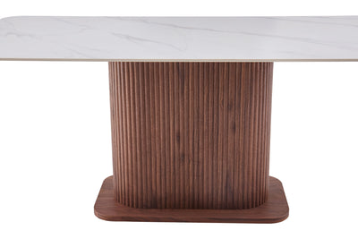 Ellie 180cm Walnut & White Ceramic Sintered Marble Dining Table