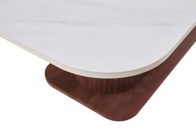 Ellie 180cm Walnut & White Ceramic Sintered Marble Dining Table
