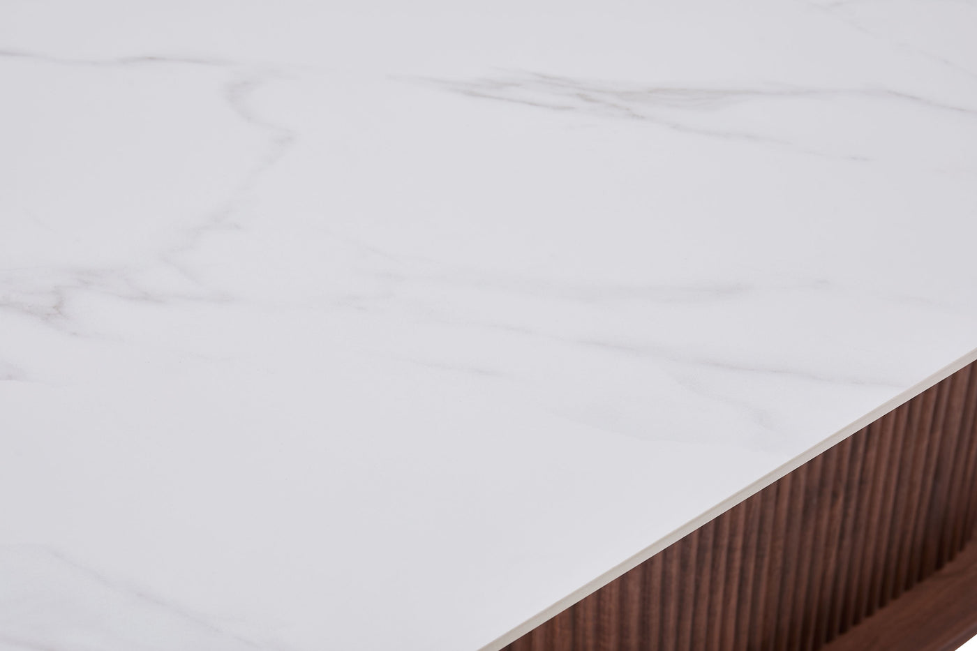 Ellie 180cm Walnut & White Ceramic Sintered Marble Dining Table