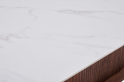 Ellie 180cm Walnut & White Ceramic Sintered Marble Dining Table