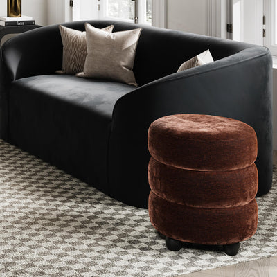 Manhattan Designs Emi Brandy and Black Pouffe