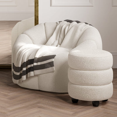 Manhattan Designs Emi Ivory and Black Pouffe