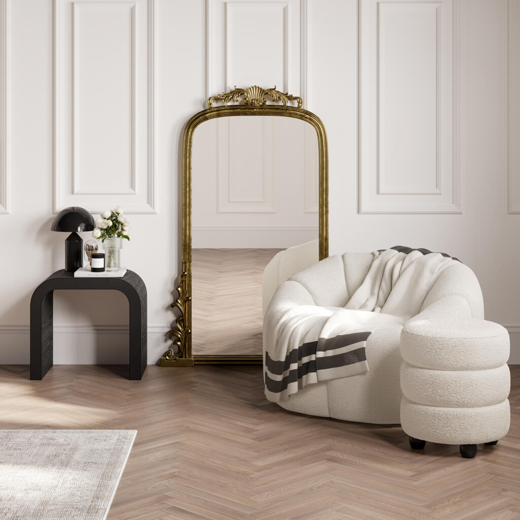 Manhattan Designs Emi Ivory and Black Pouffe