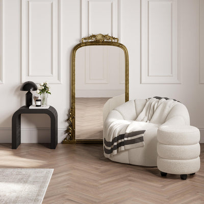 Manhattan Designs Emi Ivory and Black Pouffe