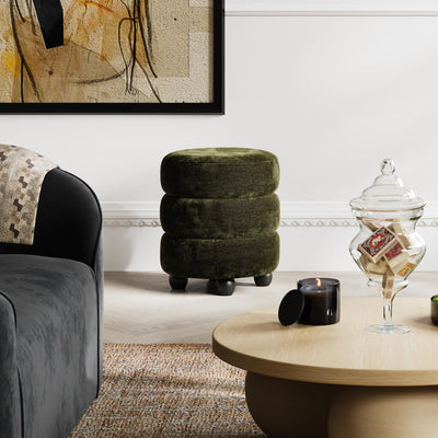 Manhattan Designs Emi Olive and Black Pouffe