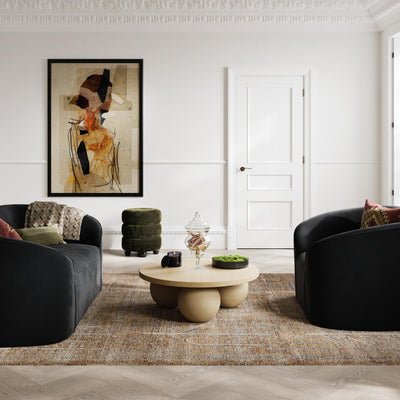 Manhattan Designs Emi Olive and Black Pouffe