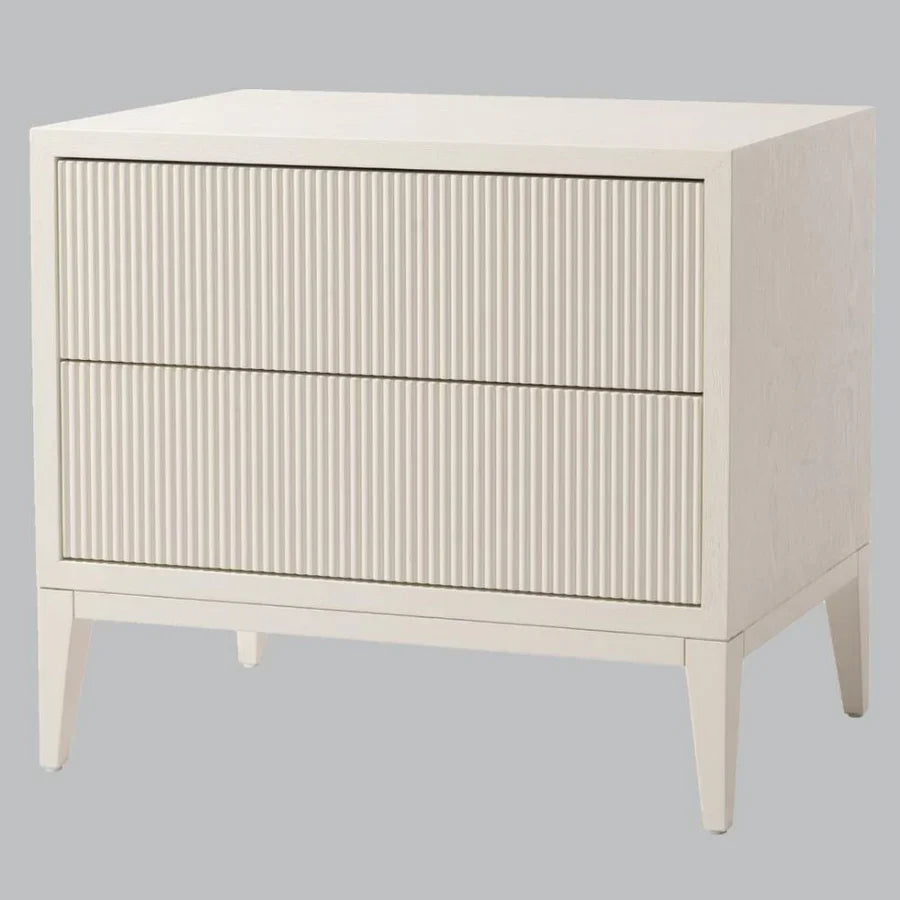 Aster Wide Bedside Table – White