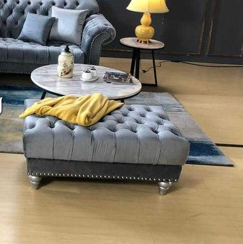 Elegance grey velvet foostool