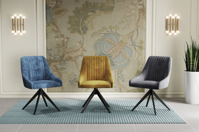 Giorgio Swivel Velvet Dining Chairs With Black Metal Base in 3 Colours - Pairs