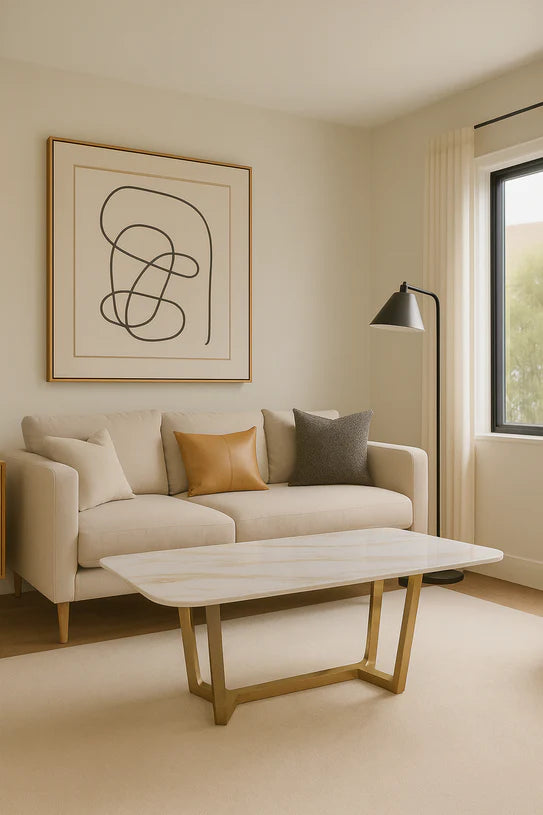 Lucien 120cm Ceramic Gold Coffee Table