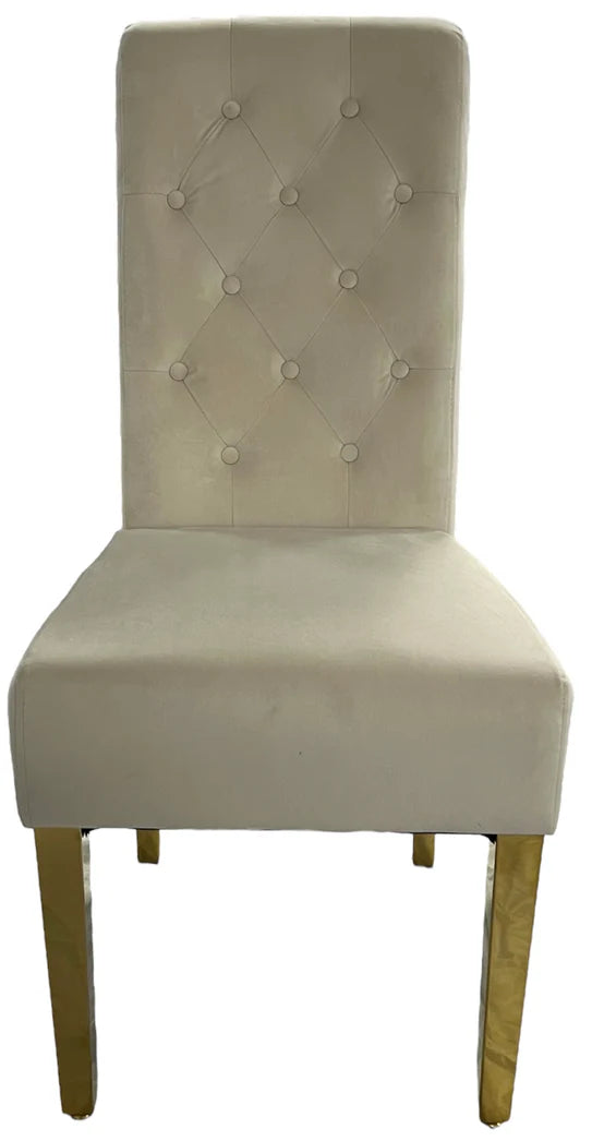 Louis Marble & Gold Dining Table With Lucy Quilted Gold Ring Knocker Velvet Chairs