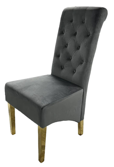 Chelsea Gold Round 130cm Marble Dining Table With Lucy Quilted Gold Ring Knocker Velvet Chairs