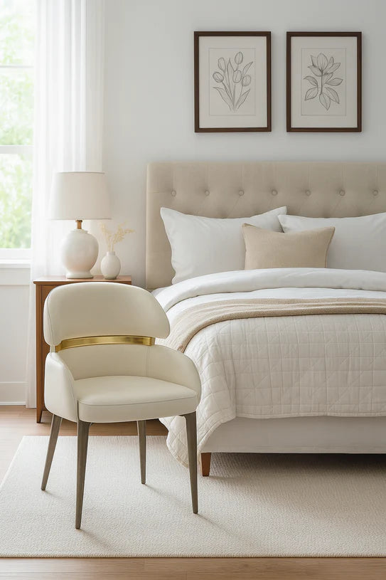 Madrid 200cm Gold Dining Table With Monarch Leather Gold Chairs