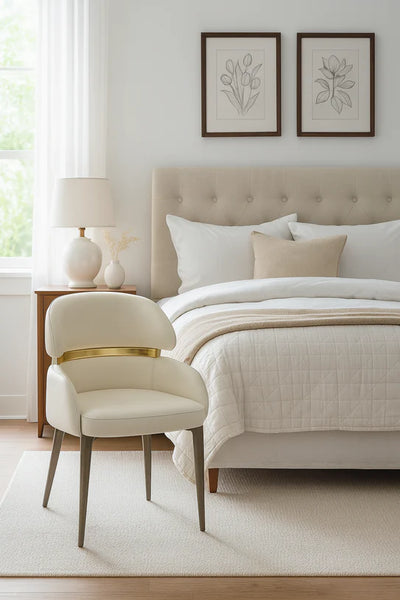 Madrid 200cm Gold Dining Table With Monarch Leather Gold Chairs