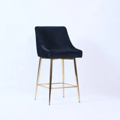 Milano Black Ribbed Velvet Bar Stools Gold Legs