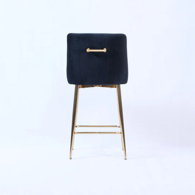 Milano Black Ribbed Velvet Bar Stools Gold Legs