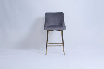 Milano Dark Grey Ribbed Velvet Bar Stools Gold Legs