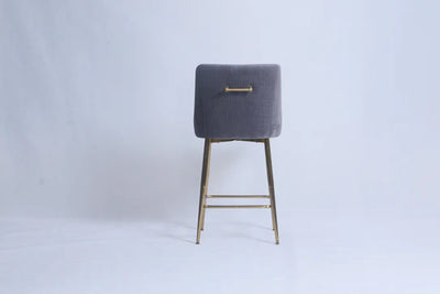Milano Dark Grey Ribbed Velvet Bar Stools Gold Legs