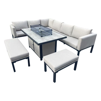 Benito Beige Garden Corner Sofa Outdoor Set Table & Cushion, Bench Set