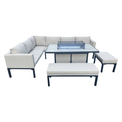 Benito Beige Garden Corner Sofa Outdoor Set Table & Cushion, Bench Set