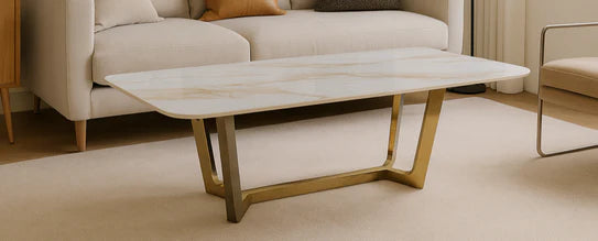 Lucien 120cm Ceramic Gold Coffee Table