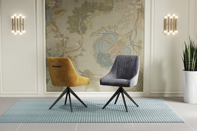 Giorgio Swivel Velvet Dining Chairs With Black Metal Base in 3 Colours - Pairs